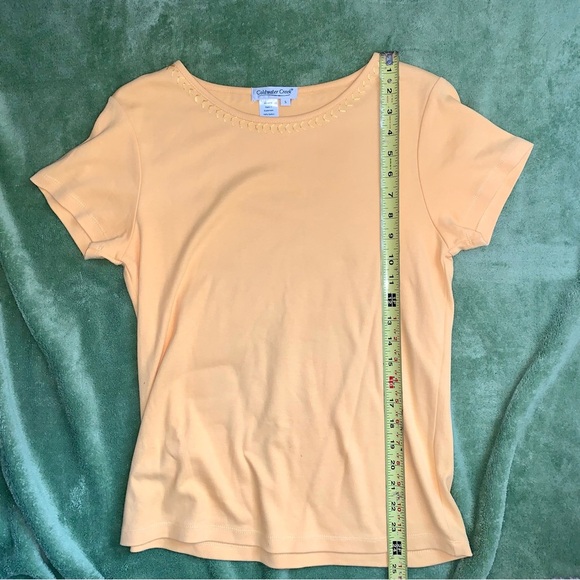 💧Coldwater Creek Yellow 100% Cotton Short Sleeve Tee size Small - Picture 4 of 6